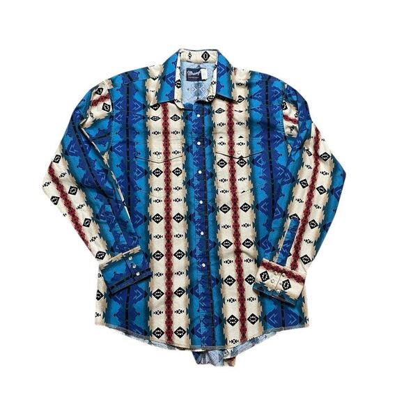 Vintage WRANGLER Pearl Snap Button Long Sleeve Shirt Size XL - Picture 1 of 6